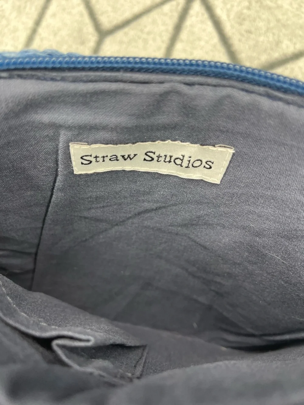 Straw Studios Handcrafted Bohemian Navy Raffia Crochet Clutch w Beaded Tassel